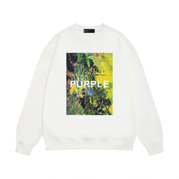 Purple Brand Wonderland Art Print Crewneck Sweatshirt White OKZY20261686