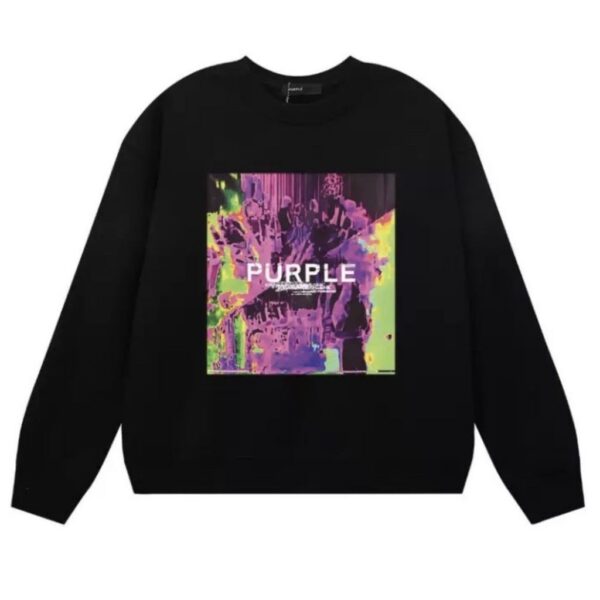 Purple Brand Glitch Portrait Art Print Crewneck Sweatshirt Black OKZY20261687