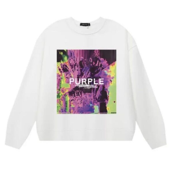 Purple Brand Glitch Portrait Art Print Crewneck Sweatshirt White OKZY20261688