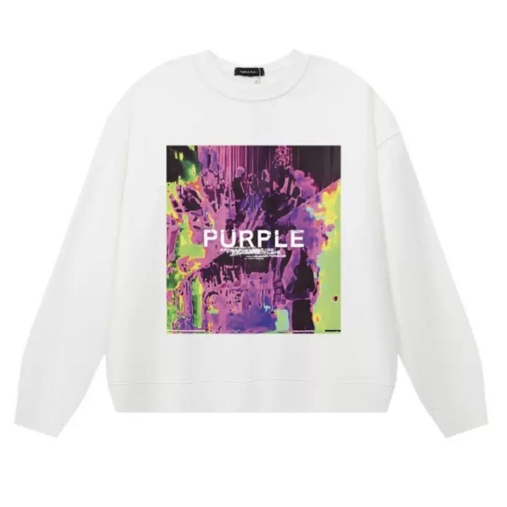 Purple Brand Glitch Portrait Art Print Crewneck Sweatshirt White OKZY20261688