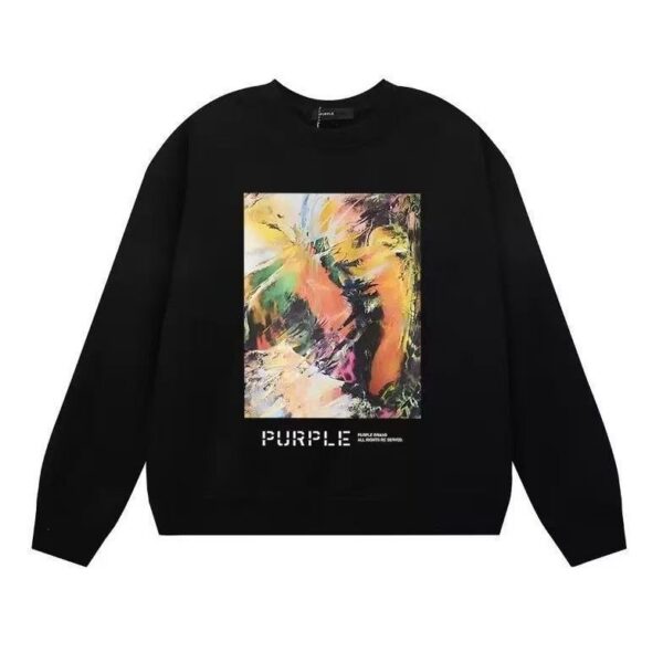 Purple Brand Abstract Oil Painting Print Crewneck Sweatshirt Black OKZY20261689