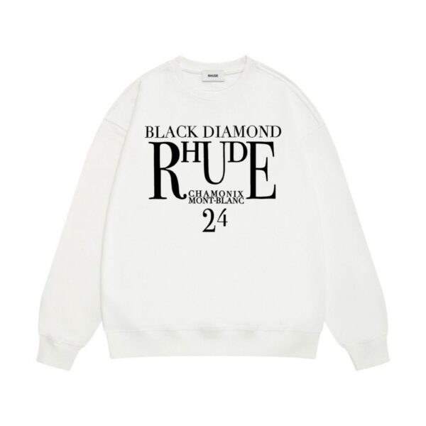 Rhude Black Diamond 24 Logo Crewneck Sweatshirt White OKZY20261692