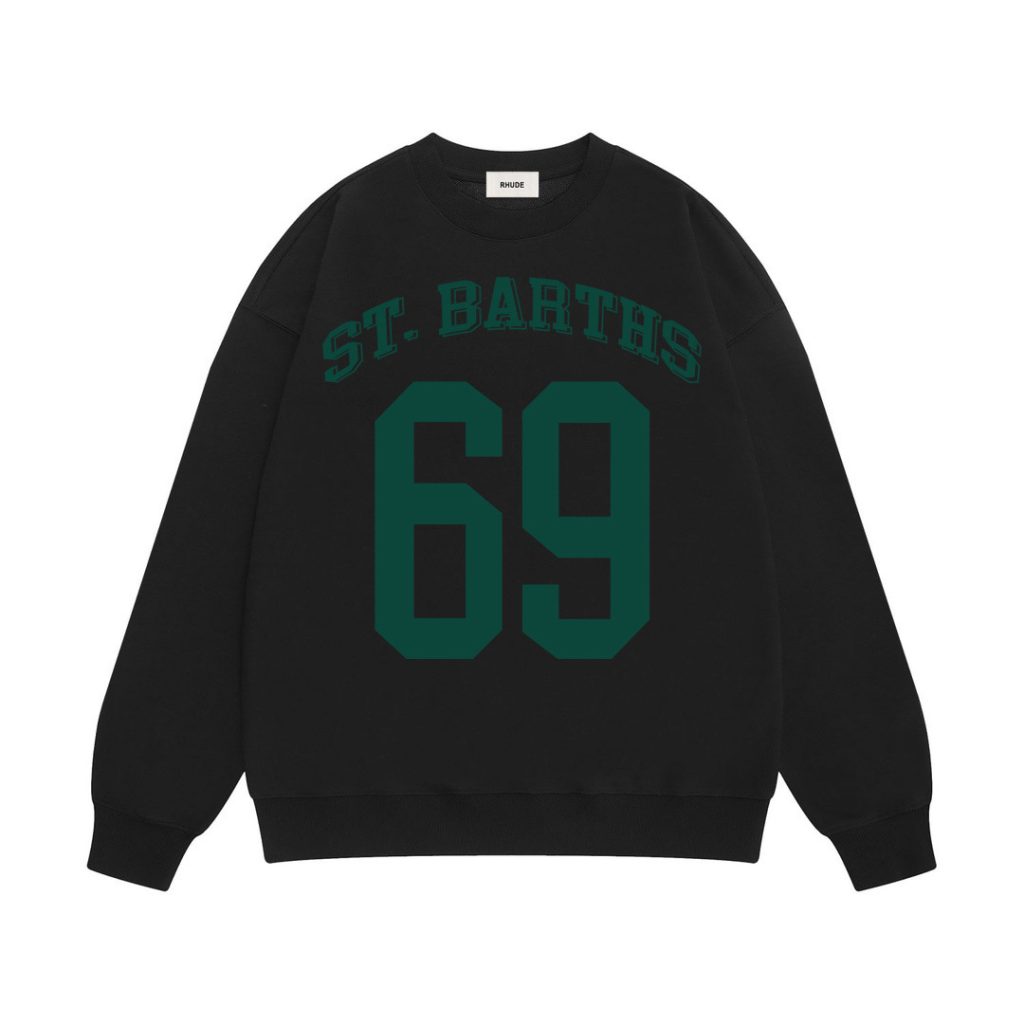 Rhude St.Barths 69 Number Crewneck Sweatshirt Black OKZY20261693