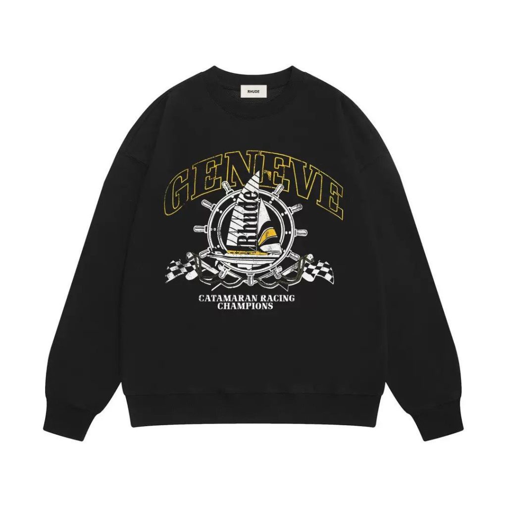 Rhude Geneve Sailing Racing Crewneck Sweatshirt Black OKZY20261697