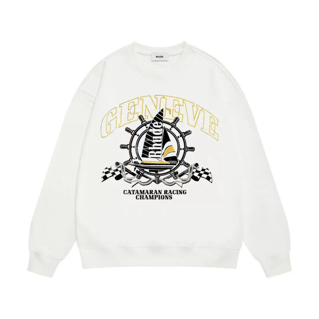 Rhude Geneve Sailing Racing Crewneck Sweatshirt White OKZY20261698