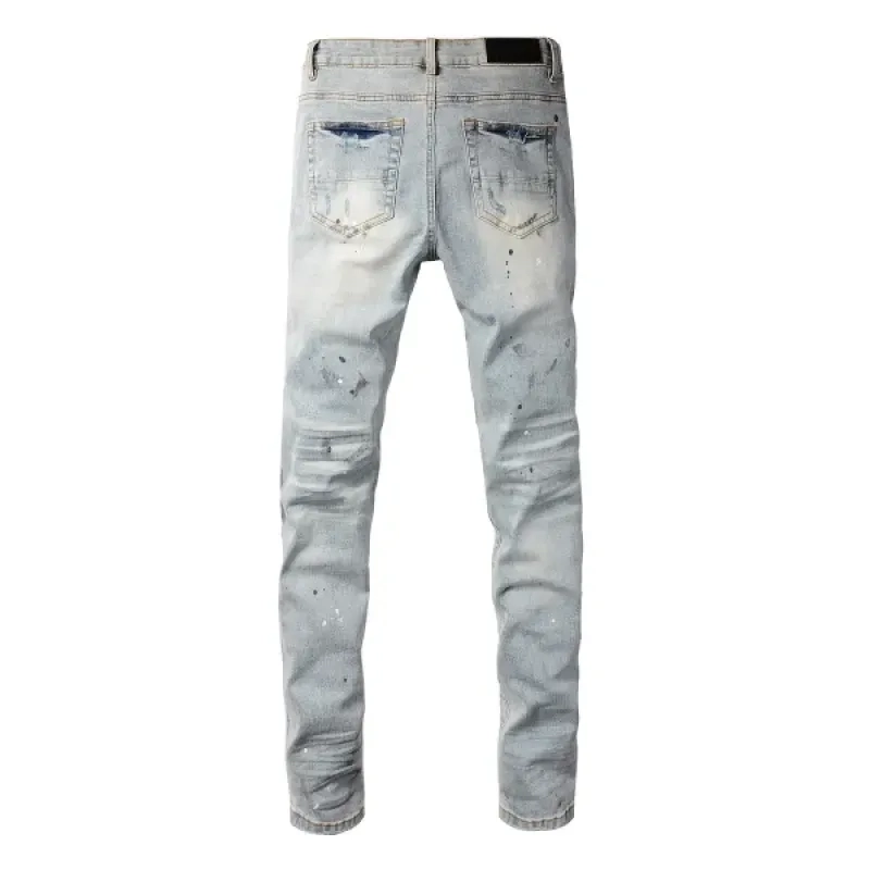 Amiri Light Wash Splash Denim OKZY202616