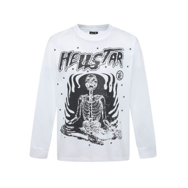 Hellstar Meditation Skeleton Long Sleeve Tee White OKZY20261702