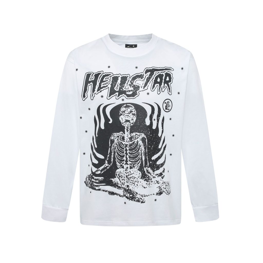 Hellstar Meditation Skeleton Long Sleeve Tee White OKZY20261702