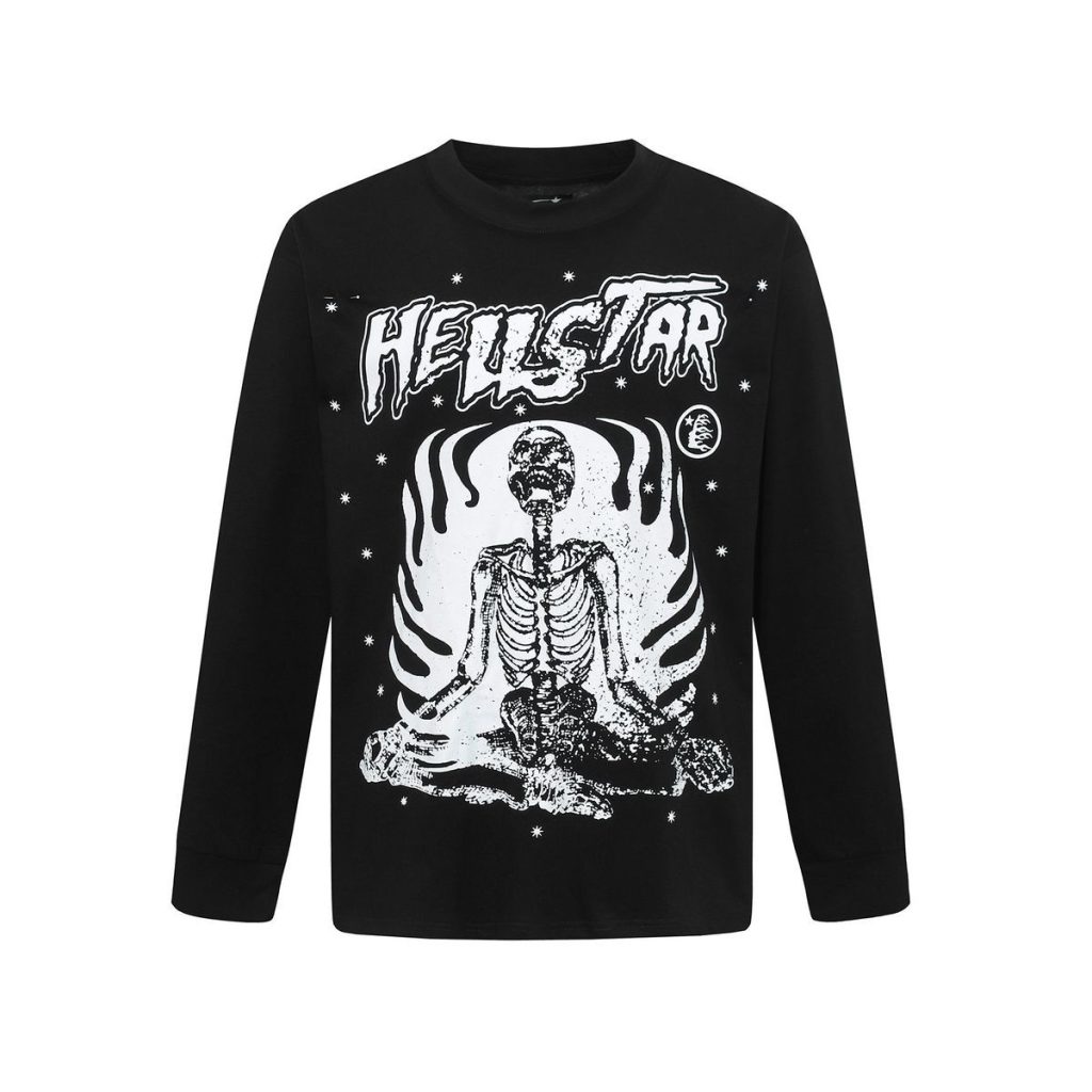 Hellstar Meditation Skeleton Long Sleeve Tee Black OKZY20261703