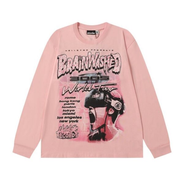 Hellstar Brainwashed World Tour Long Sleeve Tee Pink OKZY20261706