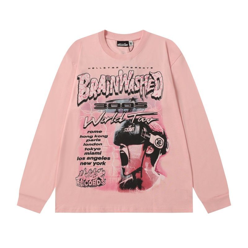 Hellstar Brainwashed World Tour Long Sleeve Tee Pink OKZY20261706