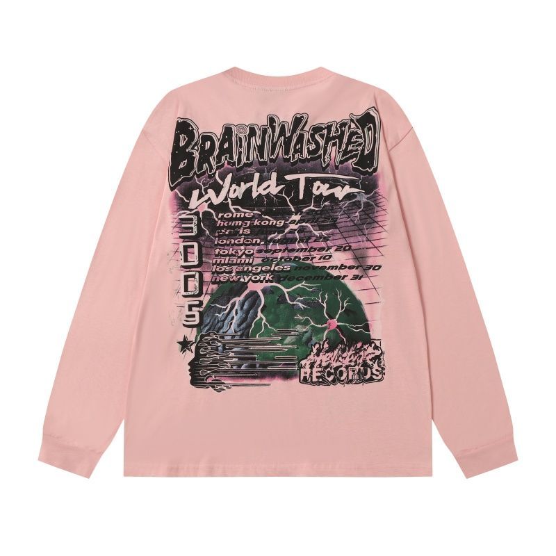 Hellstar Brainwashed World Tour Long Sleeve Tee Pink OKZY20261706