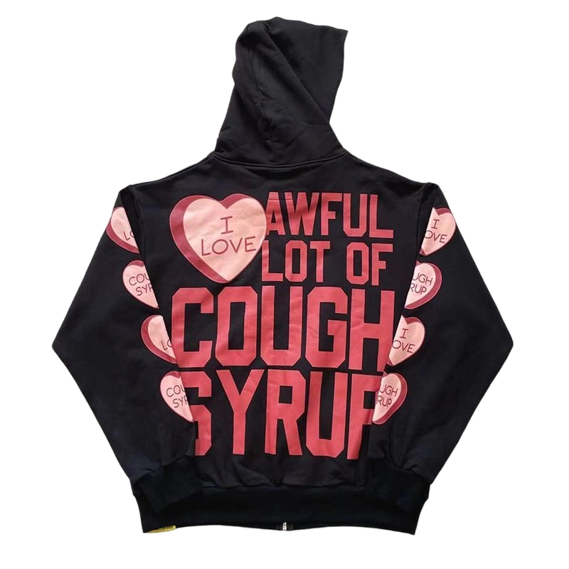 Cough Syrup Cupid Heart Full Zip Hoodie Black OKZY20261711