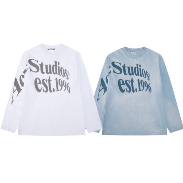 Acne Studios Est.1996 Sleeve Print Long Sleeve Tee White/Light Blue OKZY20261720
