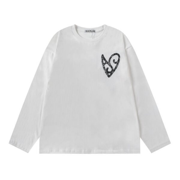 Acne Studios Heart Logo Long Sleeve Tee White OKZY20261721