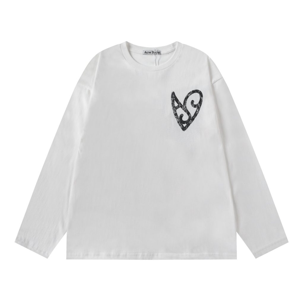 Acne Studios Heart Logo Long Sleeve Tee White OKZY20261721