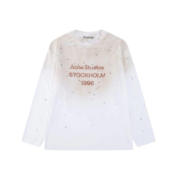 Acne Studios Stockholm 1996 Splatter Gradient Long Sleeve Tee Off White OKZY20261724