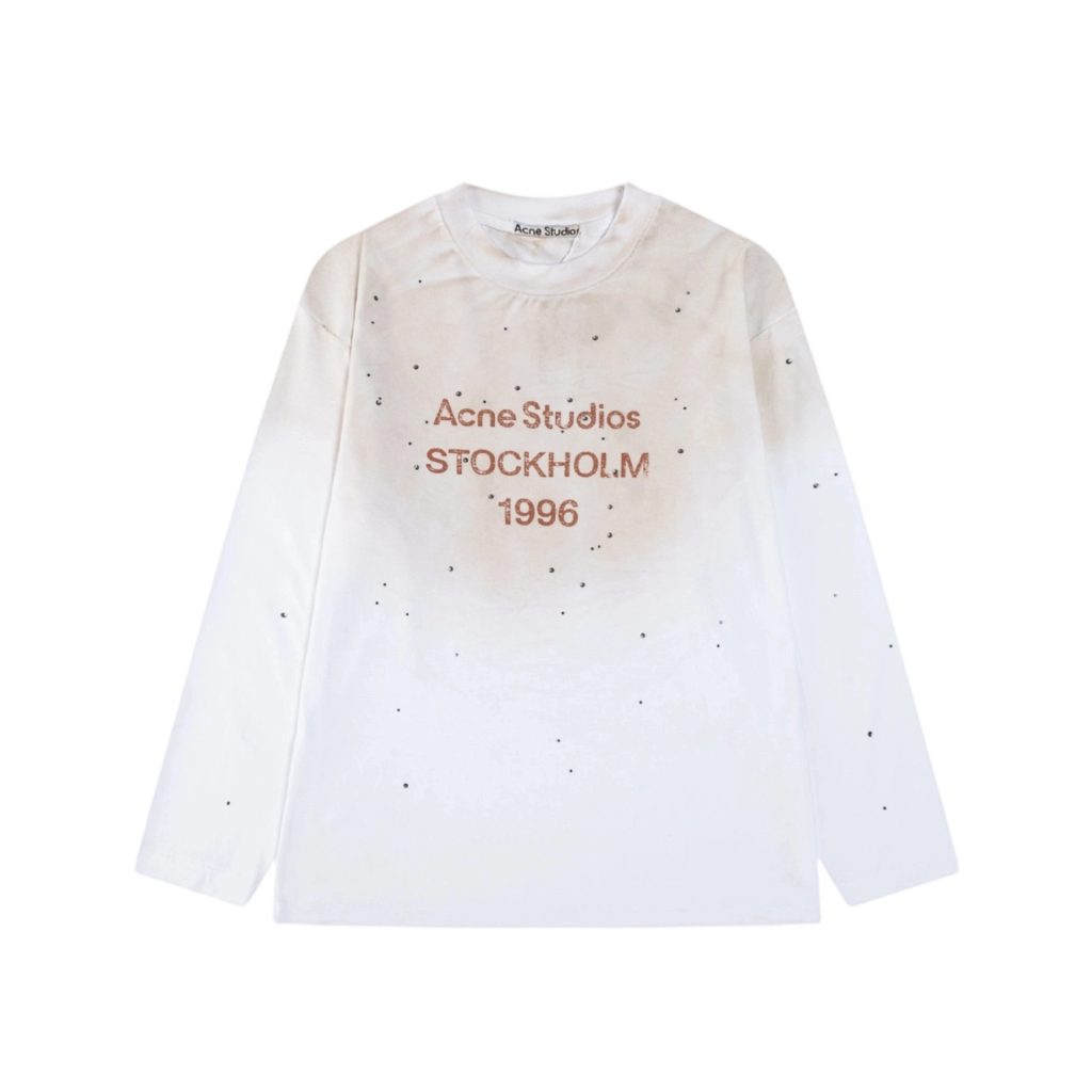 Acne Studios Stockholm 1996 Splatter Gradient Long Sleeve Tee Off White OKZY20261724