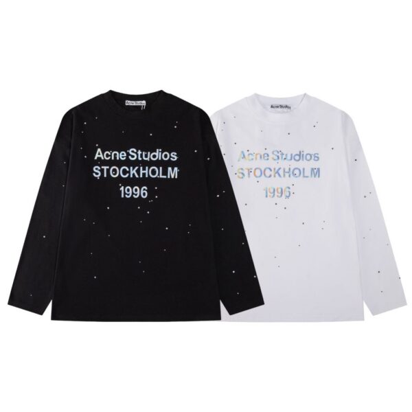 Acne Studios Stockholm 1996 Rhinestone Long Sleeve Tee Black/White OKZY20261727