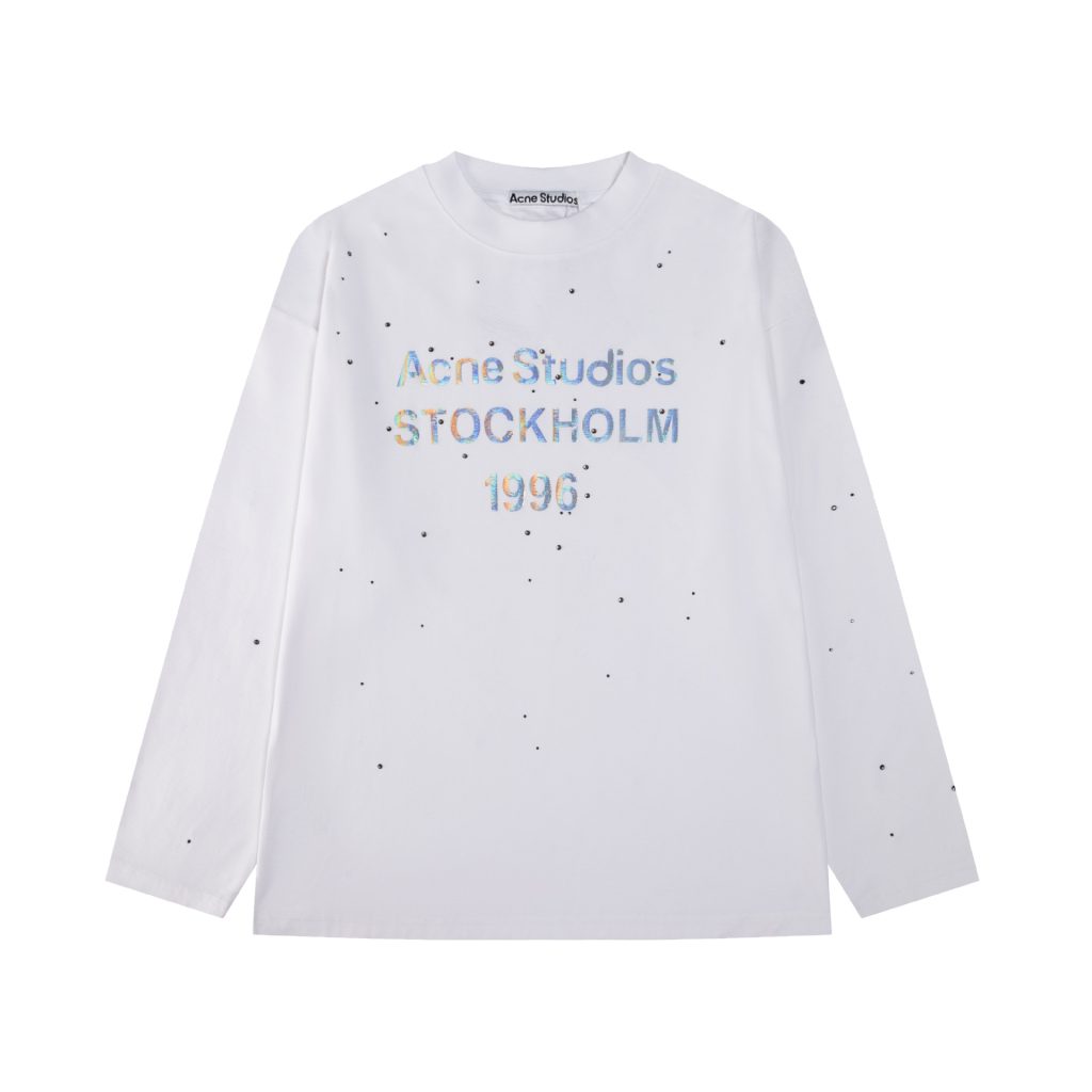 Acne Studios Stockholm 1996 Rhinestone Long Sleeve Tee Black/White OKZY20261727