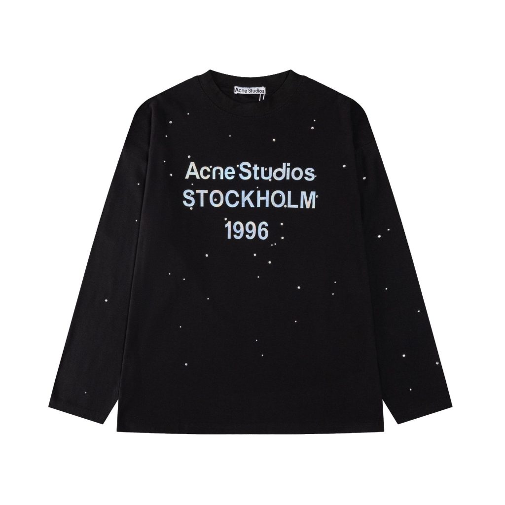 Acne Studios Stockholm 1996 Rhinestone Long Sleeve Tee Black/White OKZY20261727