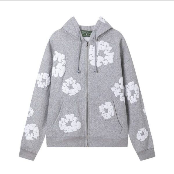 Denim Tears Cotton Wreath Full Zip Hoodie Heather Grey OKZY20261737