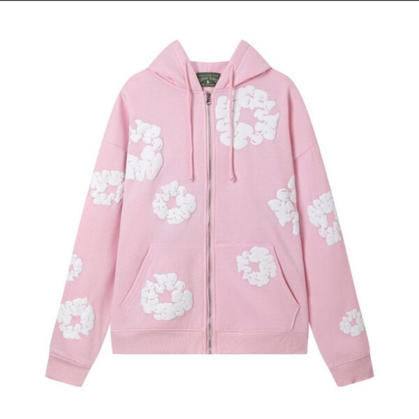 Denim Tears Cotton Wreath Full Zip Hoodie Pink OKZY20261738