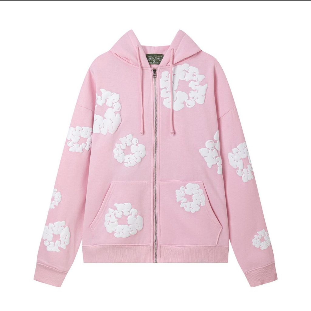Denim Tears Cotton Wreath Full Zip Hoodie Pink OKZY20261738