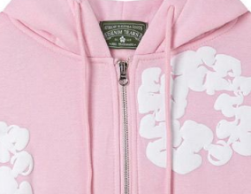 Denim Tears Cotton Wreath Full Zip Hoodie Pink OKZY20261738