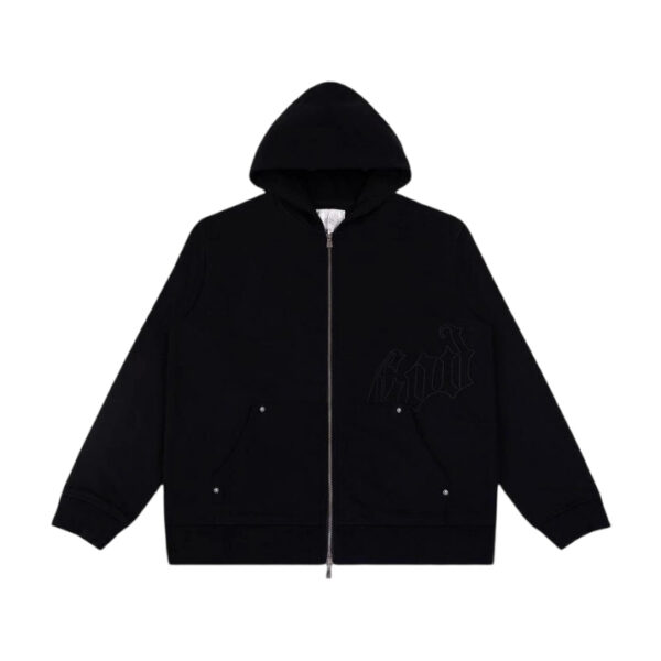 Godspeed God Speed Full Zip Hoodie Black Subtle Print OKZY20261743