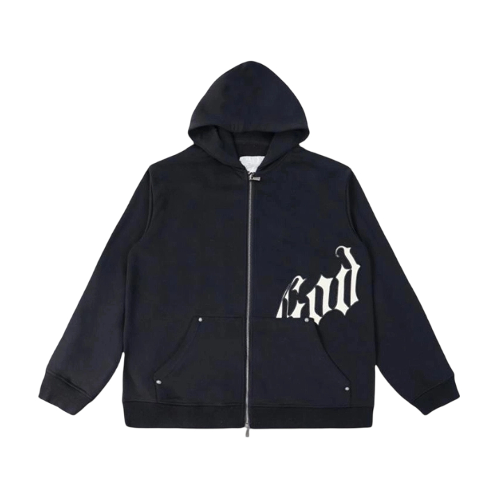 Godspeed God Speed Full Zip Hoodie Black White Gothic Logo OKZY20261749