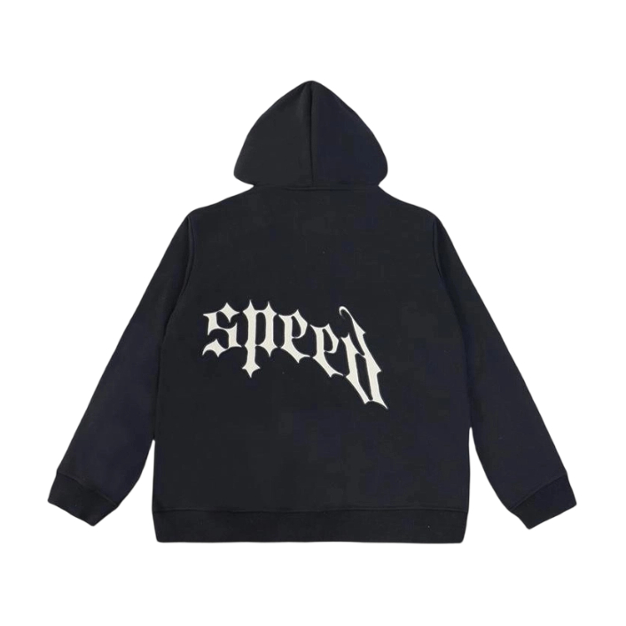 Godspeed God Speed Full Zip Hoodie Black White Gothic Logo OKZY20261749