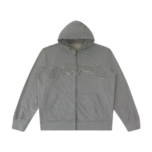 Godspeed God Speed Full Zip Hoodie Grey Studded Logo OKZY20261752