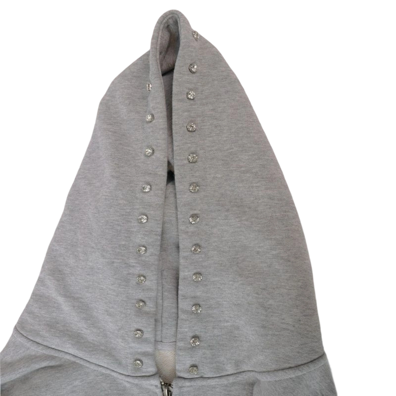 Godspeed God Speed Full Zip Hoodie Grey Studded Logo OKZY20261752