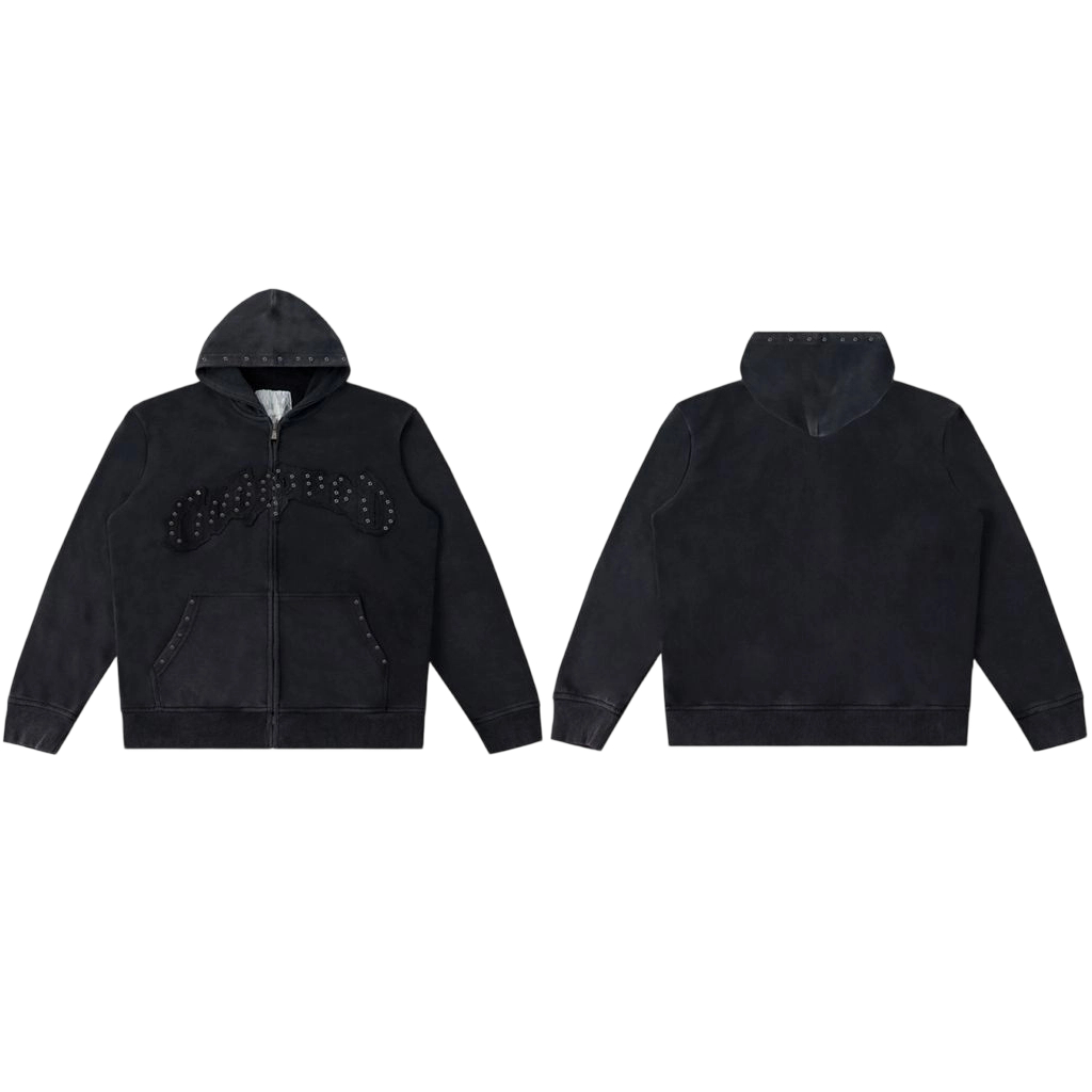 Godspeed God Speed Full Zip Hoodie Black Studded Logo OKZY20261753