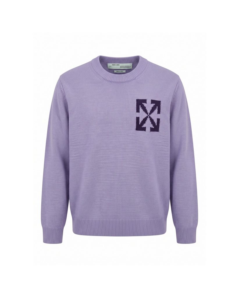 Off White Chest Arrow Knit Sweater Lavender ( Sweater) OKZY20261757