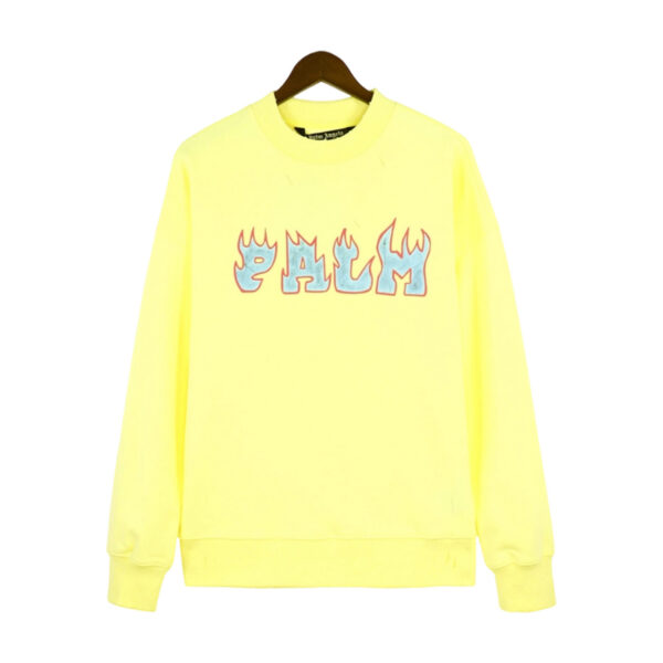 Palm Angels Flame Font Crewneck Sweatshirt Yellow OKZY20261770