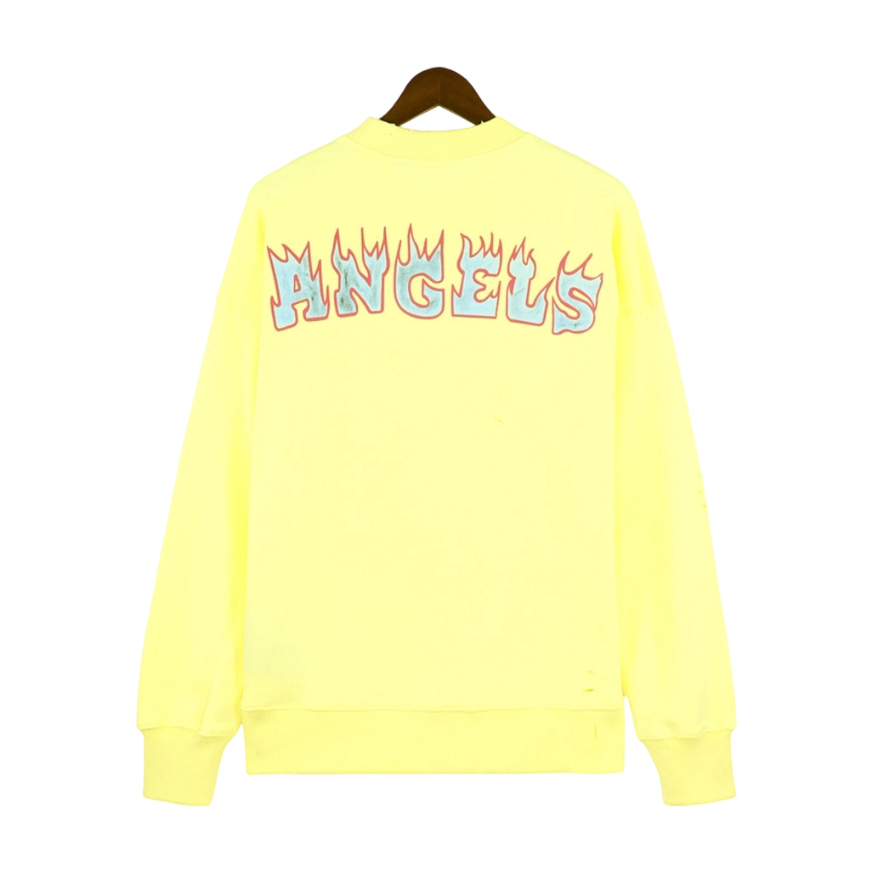 Palm Angels Flame Font Crewneck Sweatshirt Yellow OKZY20261770