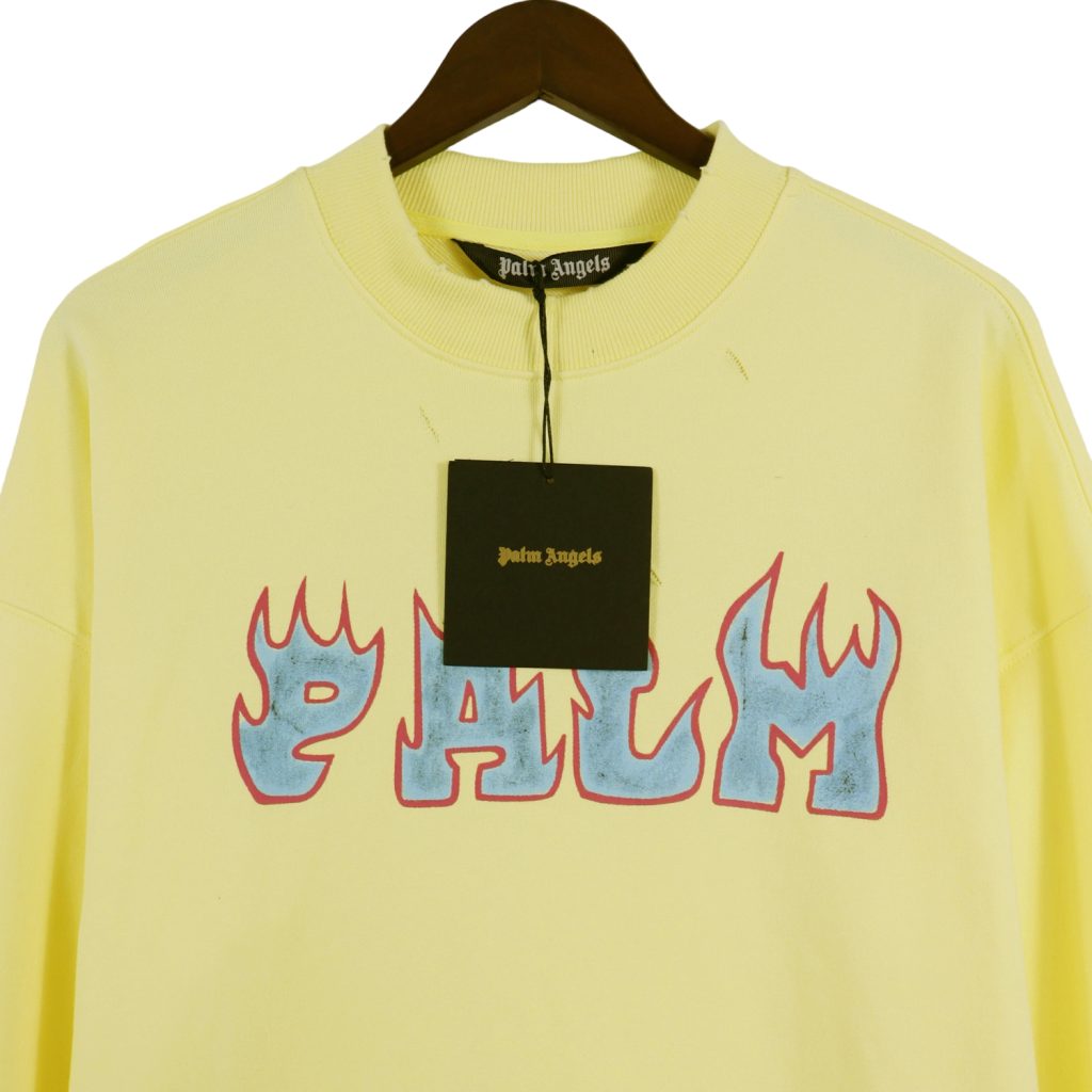 Palm Angels Flame Font Crewneck Sweatshirt Yellow OKZY20261770