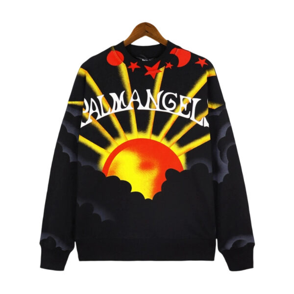 Palm Angels Sun Cloud Print Crewneck Sweatshirt Black OKZY20261771