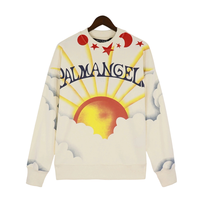 Palm Angels Sun Cloud Print Crewneck Sweatshirt Cream OKZY20261773