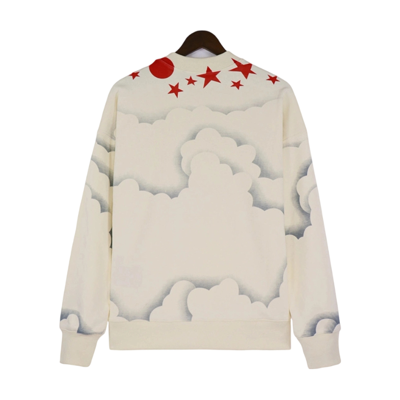 Palm Angels Sun Cloud Print Crewneck Sweatshirt Cream OKZY20261773