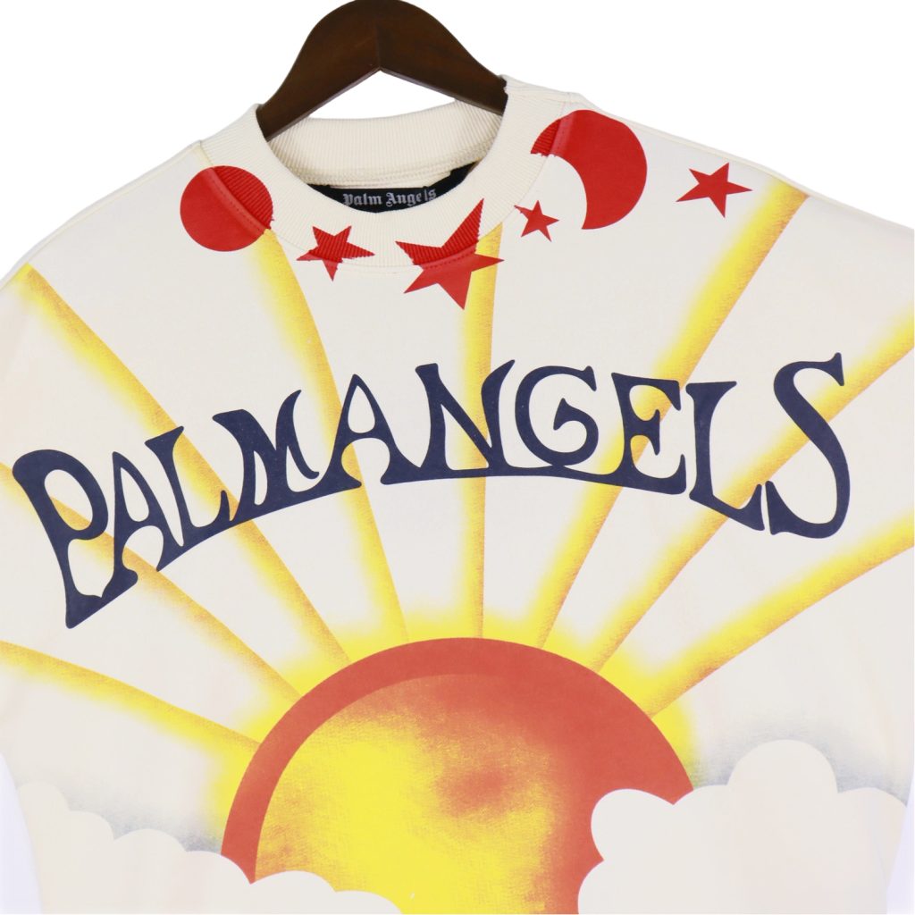 Palm Angels Sun Cloud Print Crewneck Sweatshirt Cream OKZY20261773