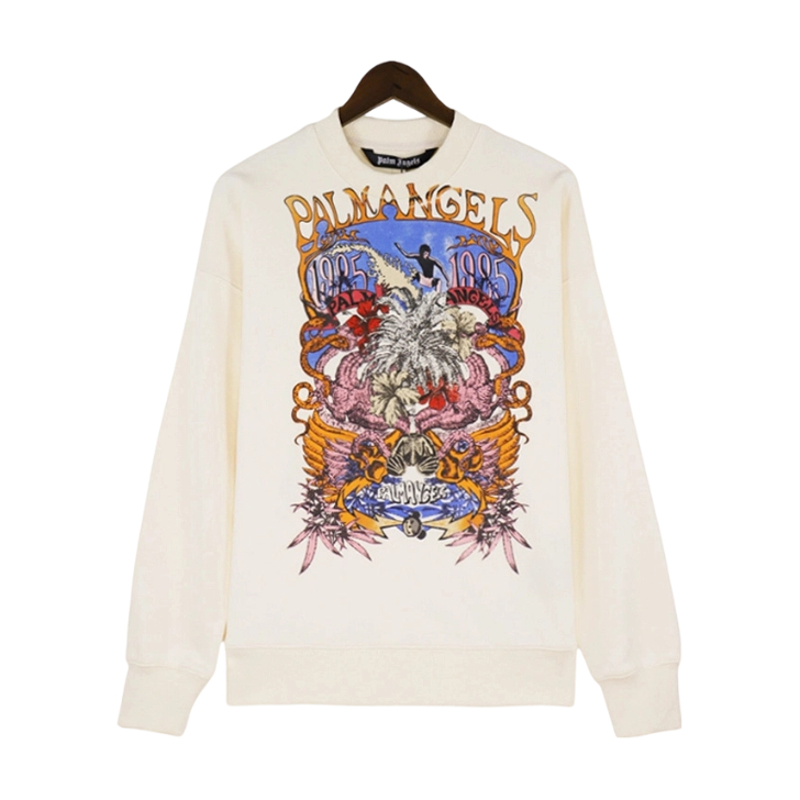 Palm Angels Vintage Poster Crewneck Sweatshirt Cream OKZY20261775