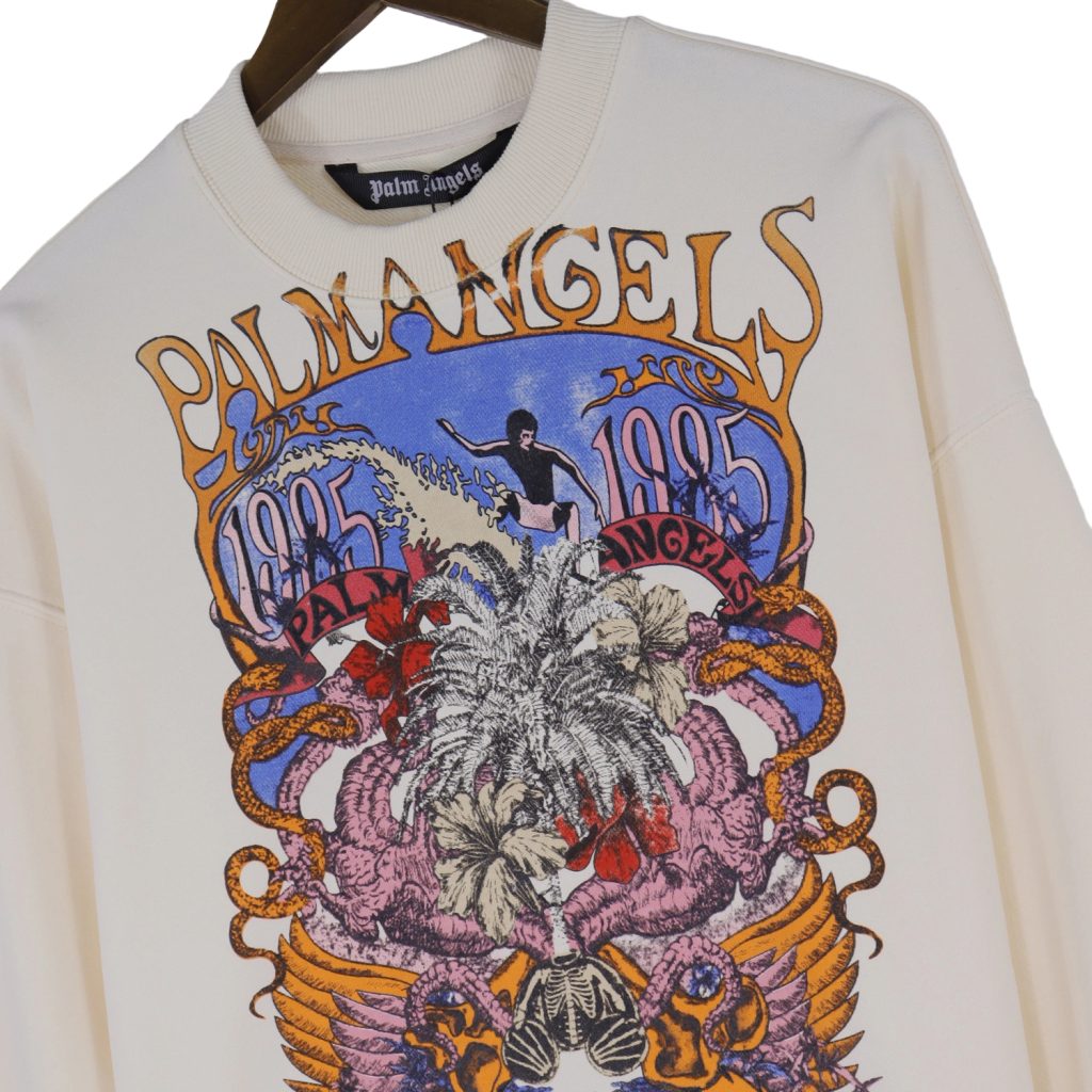 Palm Angels Vintage Poster Crewneck Sweatshirt Cream OKZY20261775