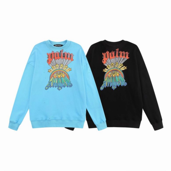 Palm Angels Rainbow Star Print Crewneck Sweatshirt Light Blue/Black OKZY20261776