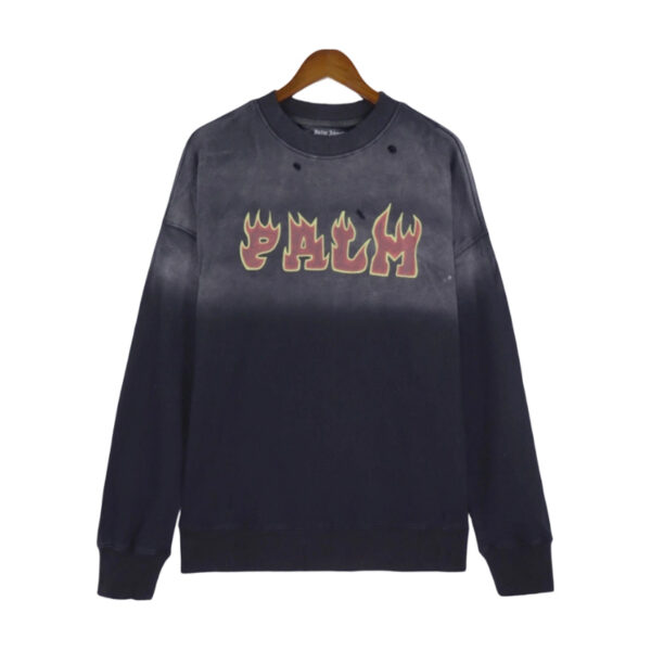 Palm Angels Gradient Flame Letter Crewneck Sweatshirt Dark Grey OKZY20261777