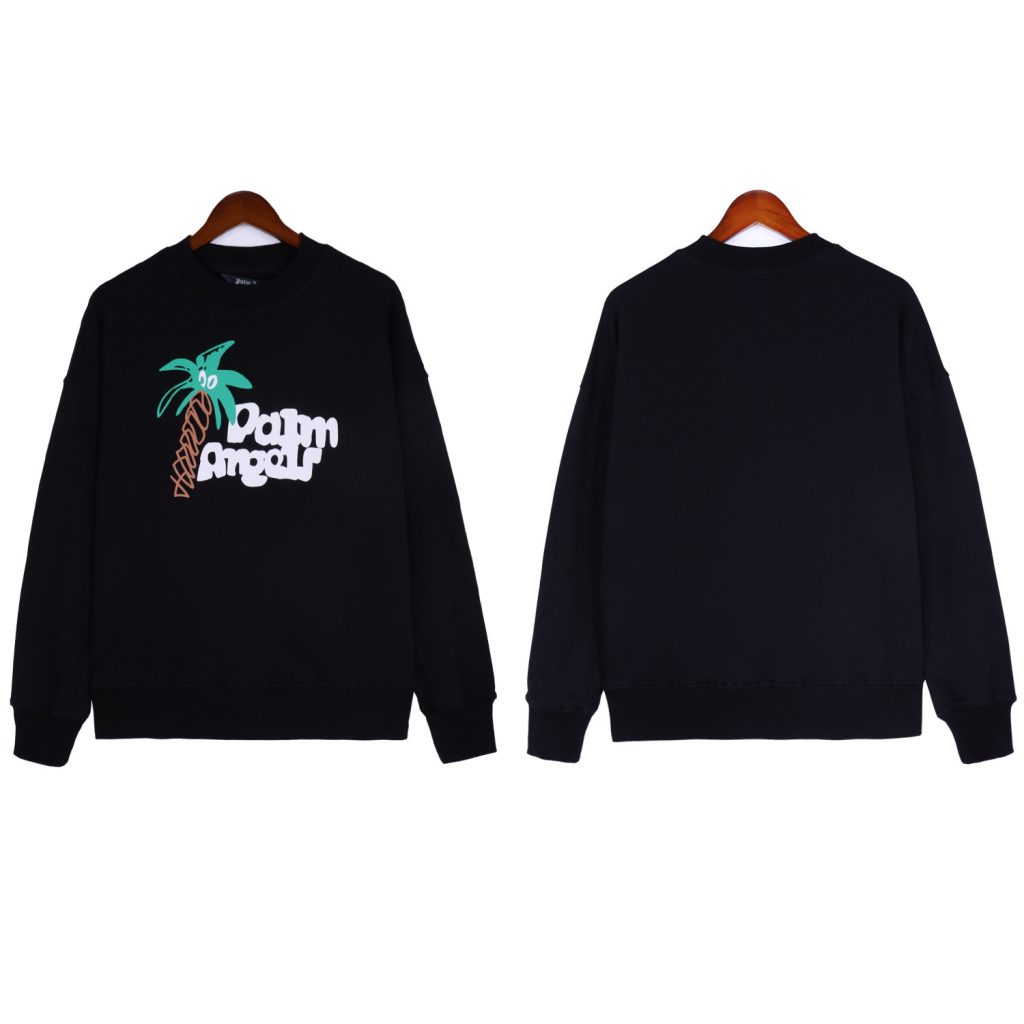 Palm Angels Cartoon Palm Tree Crewneck Sweatshirt Black/White OKZY20261778