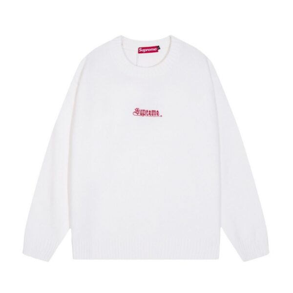 Supreme Small Gothic Embroidered Logo Knit Sweater White ( Sweater) OKZY20261780