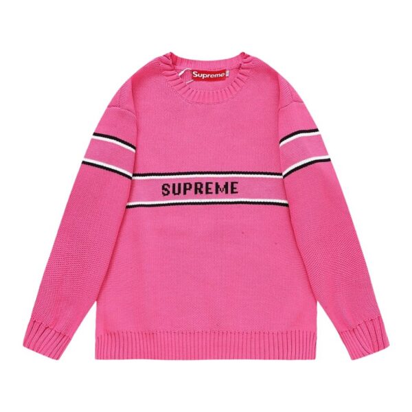 Supreme Striped Logo Knit Sweater Pink ( Sweater) OKZY20261781